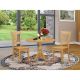 East West Furniture 3-Piece Natural Oak Finish Solid Wood Top - Dining Room Set - Seats-4 DMVA3-OAK-W-440-HD