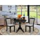 East West Furniture 3-Piece Wirebrushed Black Solid Wood Top - Dining Room Set - Seats-4 AMMZ3-AB6-06-440-HD
