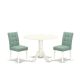 East West Furniture 3-Piece Linen white Solid Wood Top-Round Dining Room Set with Dropleaf-Seats 4 DLAS3-WHI-43-440-HD