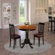 East West Furniture 3-Piece Round Black Finish Solid Wood Top Dining Table with 2 Chairs with Lattice Back ANTI3-BLK-LC-440-HD