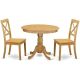 East West Furniture 3-Piece Natural Oak Finish Solid Wood Top Dining Table with 2 Chairs with Lattice Back ANBO3-OAK-W-440-HD