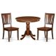 East West Furniture 3-Piece Round Mahogany Finish Solid Wood Top Dining Table with 2 Chairs with Lattice Back ANDU3-MAH-W-440-HD