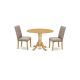 East West Furniture 3-Piece Round Natural Oak Finish Solid Wood Top Dining Table with 2 Parson Chairs with Drop Leaf Lattice Back DLDR3-OAK-16-440-HD