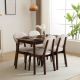 Karl home 5-Pieces, 1-Table 4-Chairs, Rectangular, Dark Walnut, Rubber Wood Dining Table Set with Beige Cushions K1G52004036