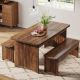 BYBLIGHT Halan 3-Piece Rectangle Rustic Brown Wood Top Dining Table Set Seats 4 Farmhouse Dining Room Table Set for Kitchen BB-F1996-ZMZ