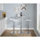 Lumisource Bistro Square-Ale 3-Piece Chrome Metal, White Faux Leather, and Silver Metal Top Bar Set BS3-BSTROSQSV+2ALECHRW