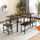 HONEY JOY 5-Piece Black Wood Top Kitchen Dining Table Set with Extendable Table 2 Benches & 2 Stools TOPB008187