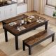 BYBLIGHT Roesler 3-Piece Rectangle Brown and Black Engineered Wood Dining Table Set Seats-4 BB-F2131JF