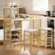 VECELO 3-Piece Bar Table and Chairs Set for 2 with Storage Shelves, Wine Rack and Cup Holder, Gold Dining Table Set Dining Set THD-TC18-GLD