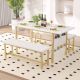 VECELO 3-Piece 63 in. Extendable Dining Table Set with Benches, Breakfast Nook for 2-6 People, White Space-Saving Dining Set HD-TC17-WHT