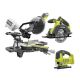 RYOBI ONE+ 18V Cordless 3-Tool Combo Kit with 7-1/4 in. Miter Saw, Jig Saw, and 5-1/2 in. Circular Saw (Tools Only) PBT01B-PCL525B-PCL500B