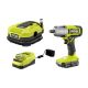 RYOBI ONE+ 18V Cordless 2-Tool Combo Kit with 1/2 in. Impact Wrench, Inflator, 2.0 Ah Battery, and Charger PCL1216K1