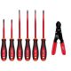 Milwaukee 1000-Volt Insulated Slim Tip Screwdriver Set with 12-24 AWG Adjustable Compact Wire Stripper and Cutter (7-Piece) 48-22-2206-48-22-3040
