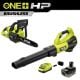 RYOBI ONE+ HP 18V Brushless Whisper Series 130 MPH 510 CFM Cordless Leaf Blower & 10 in. Chainsaw w/6.0 Ah Battery & Charger PBLLB01K-P2502BTL