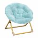 Alamont Home - Kids Folding Faux Fur Saucer Chair for Playroom or Bedroom - Dusty Aqua/Soft Gold