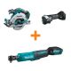 Makita 18V LXT Brushless 6-1/2 in. Circ Saw and 18V LXT Brushless Multi-Tool with bonus 18V LXT 3/8/1/4 in. Sq. Drive Ratchet XSH03Z-XMT04XRW