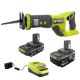 RYOBI ONE+ 18V Lithium-Ion Kit with 2.0 Ah and 4.0 Ah Batteries, Charger, and ONE+ 18V Cordless Reciprocating Saw PSK106SB-PCL515B