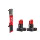 Milwaukee M12 FUEL 12V Lithium-Ion Brushless Cordless 3/8 in. Right Angle Impact Wrench With 3.0 Ah Battery Pack (2-Pack)