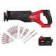 Milwaukee M18 FUEL GEN-2 18V Lithium-Ion Brushless Cordless SAWZALL Reciprocating Saw with 5.0Ah Battery & Sawzall Blade Set