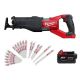 Milwaukee M18 FUEL 18V Lithium-Ion Brushless Cordless SUPER SAWZALL Orbital Reciprocating Saw w/5.0Ah Battery & Sawzall Blade Set