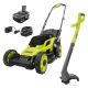 RYOBI ONE+ 18V 13 in. Cordless Walk Behind Push Lawn Mower and Cordless String Trimmer/Edger with 4.0 Ah Battery and Charger