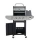 Unbranded 3-Burner Propane Gas Grill in Stainless Steel with Side Burner and Built-In Thermometer