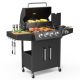 ROVSUN 4-Burner Propane Grill with Side Burner, 58,000BTU BBQ Grills with Enameled Cast Iron Grates and Built-in Thermometer