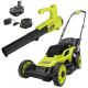RYOBI ONE+ 18V 13 in. Cordless Battery Walk Behind Push Lawn Mower and Blower with 4.0 Ah Battery and Charger P1180-P21011B