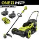 RYOBI ONE+ HP 18V Brushless 16 in. Cordless Walk Behind Push Lawn Mower & String Trimmer w/ (2) 4.0 Ah Batteries & (1) Charger P1190-P20019BTL