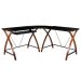 Carnegy Avenue 83.3 inch L-Shaped Black/Brown Computer Desks w/ Keyboard Tray