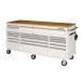 Husky 72 in. 18-Drawer Mobile Workbench with Solid Wood Top in Gloss White
