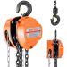 VEVOR Hand Chain Hoist, 1100 lbs. Capacity, Manual Chain Block, Upgrade G80 Galvanized Chain, 10 ft. Lifting Height, Orange