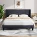 VECELO Upholstered Bed Frame with Headboard and Wingback, Dark Grey Queen Size Bed Frame Platform Bed with USB and Type-C Ports THD-RQ11-USB-GY
