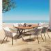 Zeus & Ruta 7-Piece Wicker Outdoor Dining Set with Dining Table and Beige Cushions for Garden, Backyard, Balcony FAM-98