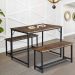 Zeus & Ruta Black 3-Piece Metal Dining Set with 2 Benches and Brown Wood Table Top for Patio, Garden and Backyard XY-957