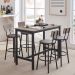 YOFE 5-Piece Rustic Gray Wood Top Bar Table Set with PU Soft Seat and Ergonomic Backrest Small Space Dining Table Set Seats 4 CamyGY-GI02876W11621-BarSet01