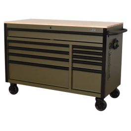 Husky Limited Edition 52 in. x 24.5 in. D 10-Drawer Army Green